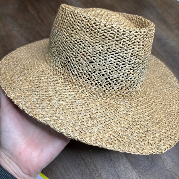 PETER GRIMM Straw Sun Hat Women's One Size Tan Woven Wide Brim Beach Summer Boho - Picture 3 of 8